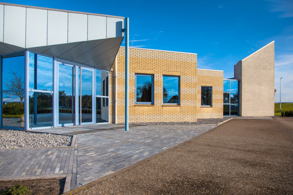 Facade of a Modern Small Business Enterprise in Light Vibrant Colors